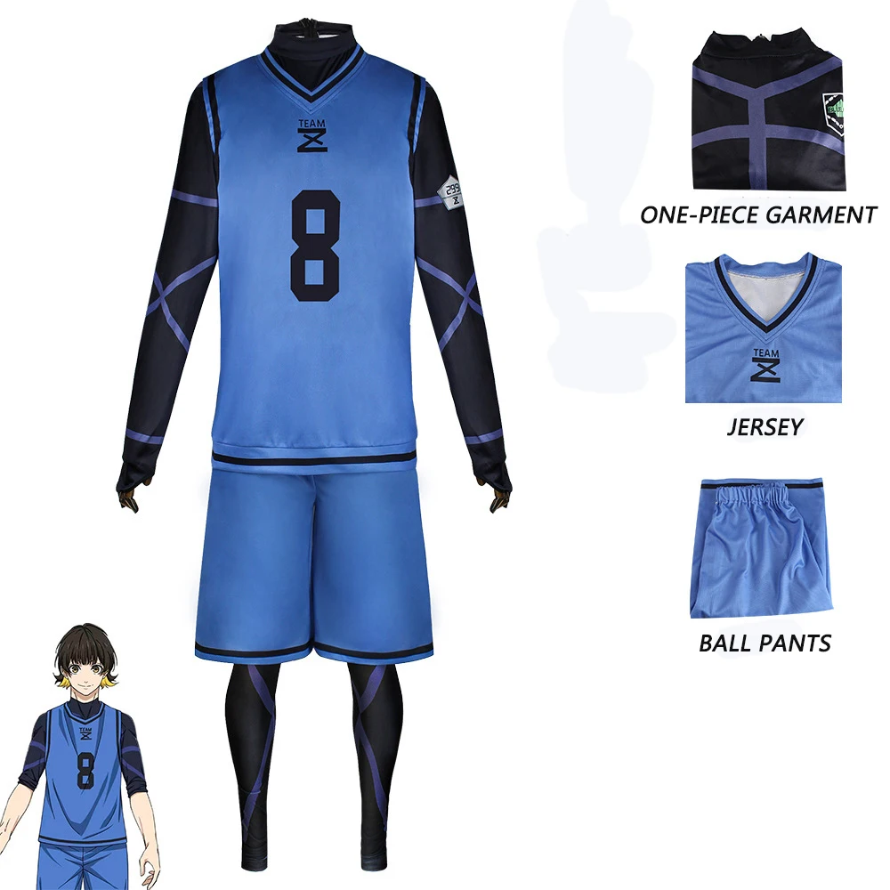 Isagi yoichi cosplay traje anime azul bloqueio camisa clube de futebol peruca esportiva hyoma chigiri meguru bachira cosplay macacões