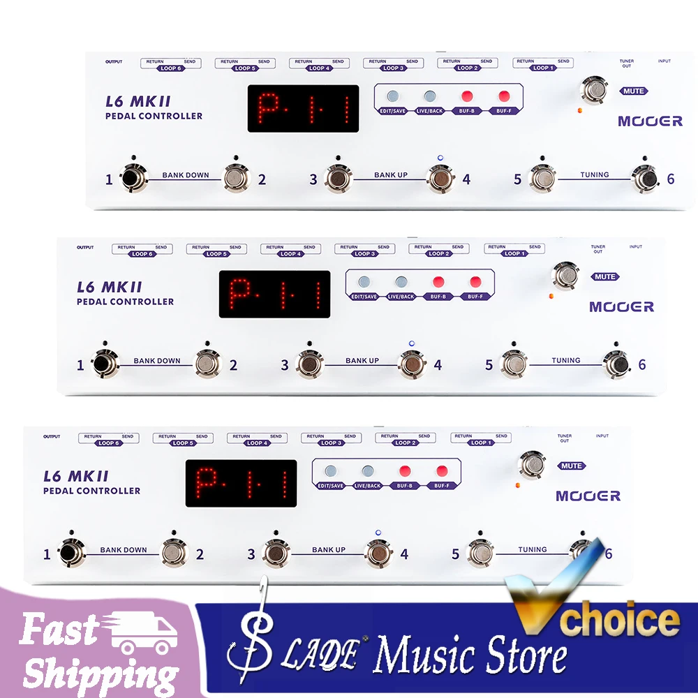 MOOER MKII Guitar Pedal Controller Programmable Loopswitcher with 6 Loops L6 PL6 PCL6 with Connector Guitar Accessories