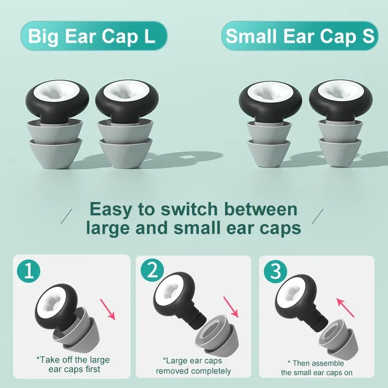 1Pair Replace heads Silicone Sleeping Ear Plugs Sound Insulation Ear Protection Earplugs Anti-Noise Plugs for Travel