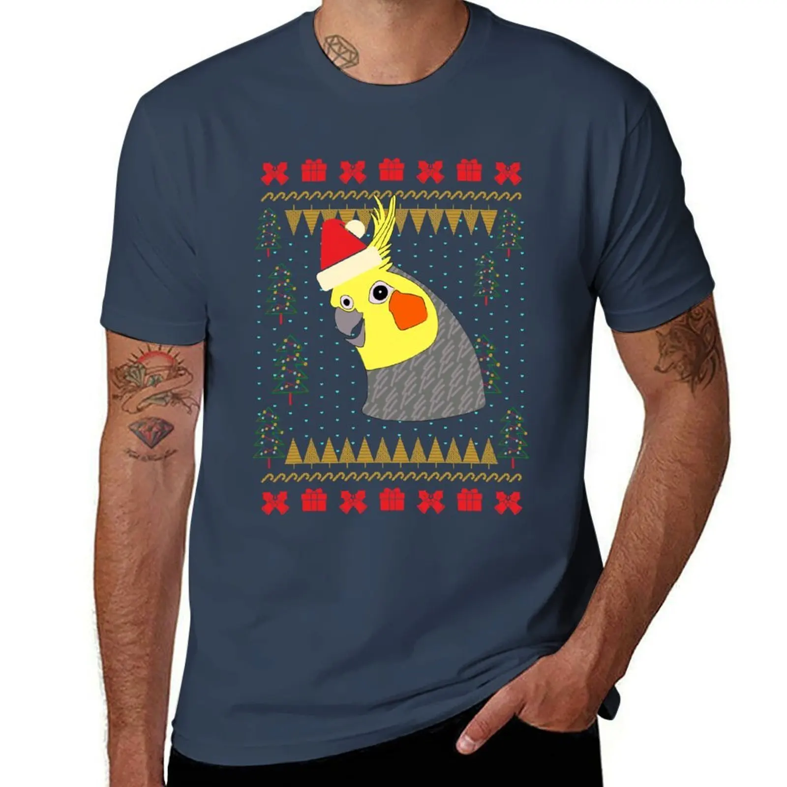 Cockatiel Parrot Ugly Christmas Sweater T-Shirt Work Duty Casual T-Shirt
