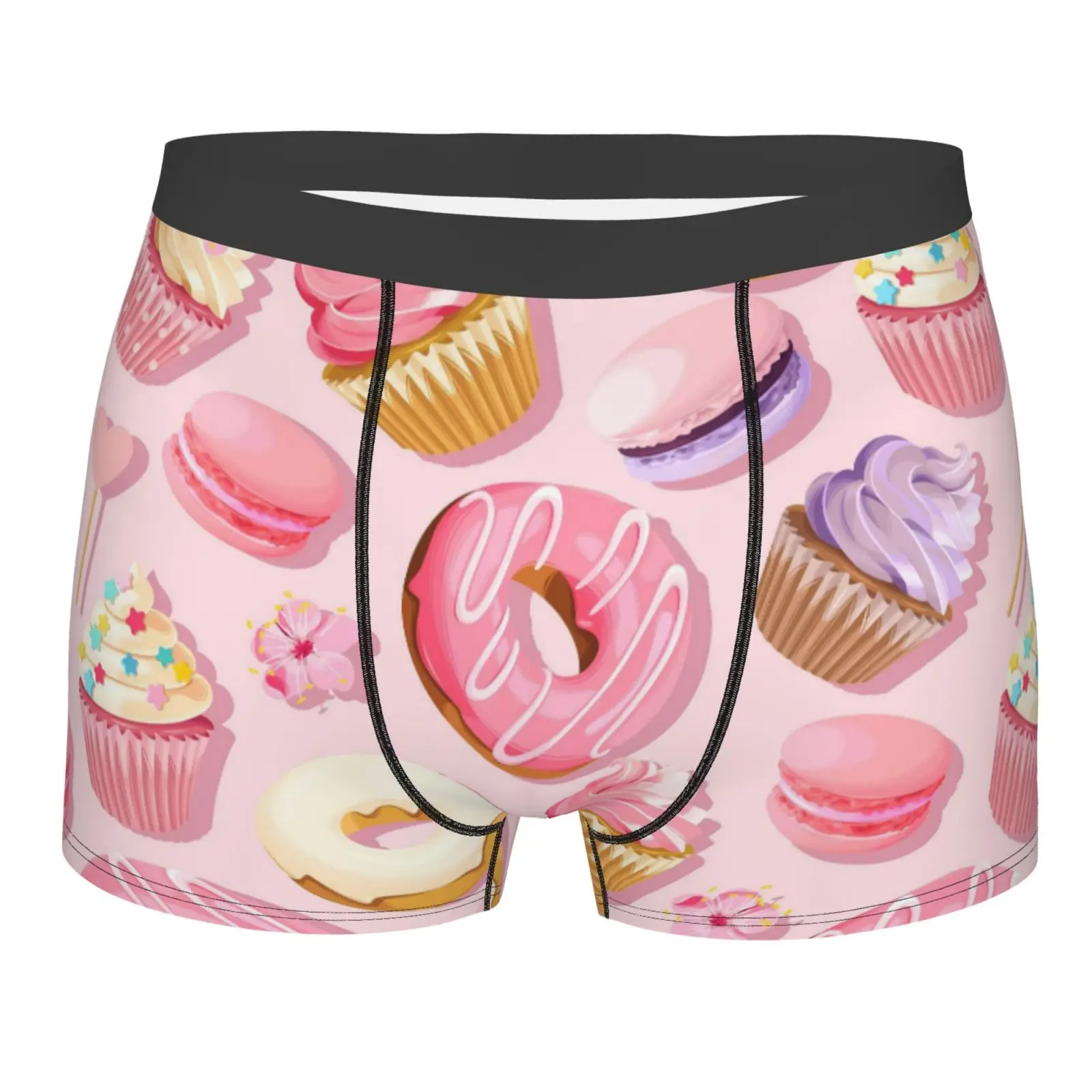 

Изолированное нижнее белье с розовыми макаронами и пончиками, мужские дышащие трусы-боксеры, шорты, мягкие трусы для Homme