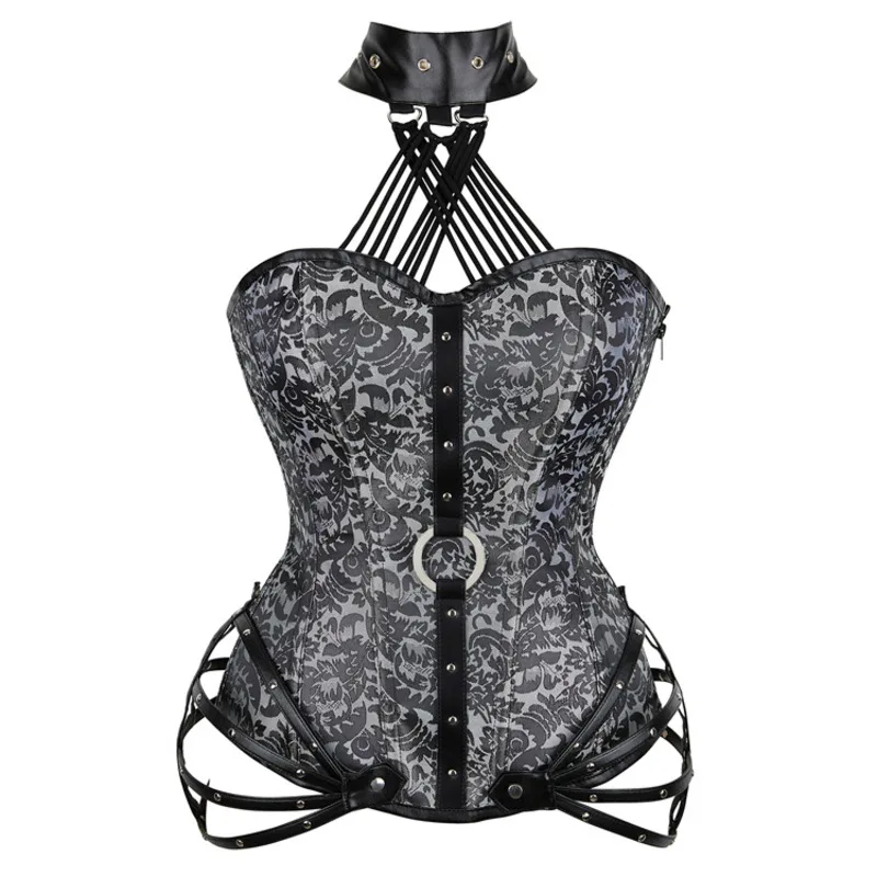 

Gothic Corset Bra Hanging Neck 11 Steel Bone Bustier Waist Tightening Tight Court Shaped Clothes Suspender Bustiers Shapewear