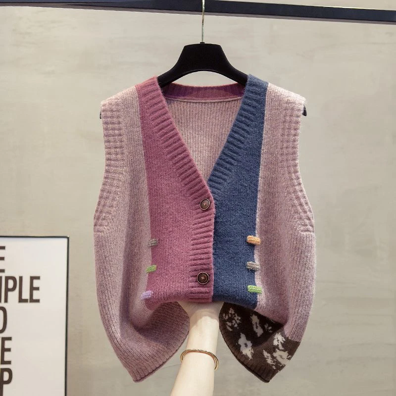 

Loose Knitted Sweater Cardigan Spring Autumn Vest Faionable Meat Concealing Versatile Outerwear Casual Commute Sle Cotton