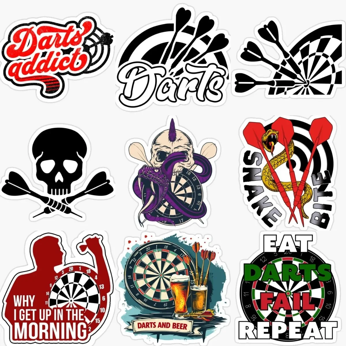 

Darts Aim Dartboard Bullseye Skull Creative Sticker for Laptop Truck Window Off-road Car Door Table Wall Helmet Waterproof Decal