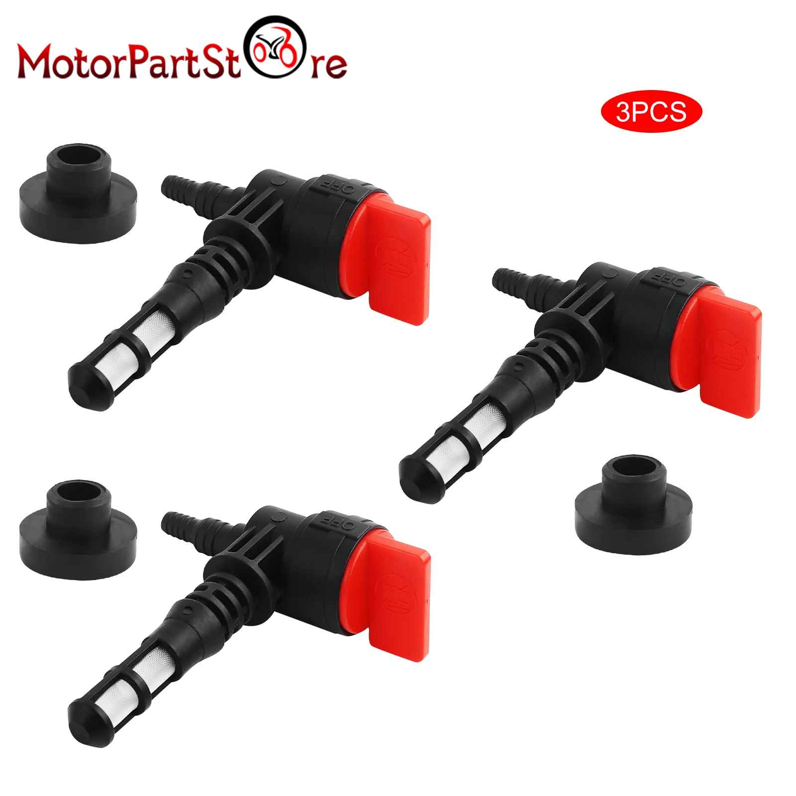 90 Degree Gas Fuel Shut Off Valve with Grommet for 192980GS 208961 Kohler 25 462 03 S Oregon 07-407 Rotary 13116, Pack of 3