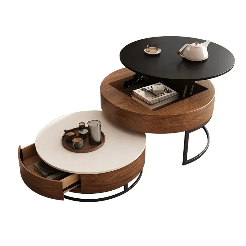 ارتفاع رفع الترفيه قابل للتعديل أثاث غرفة المعيشة القهوة الخشبية المستديرة #1
