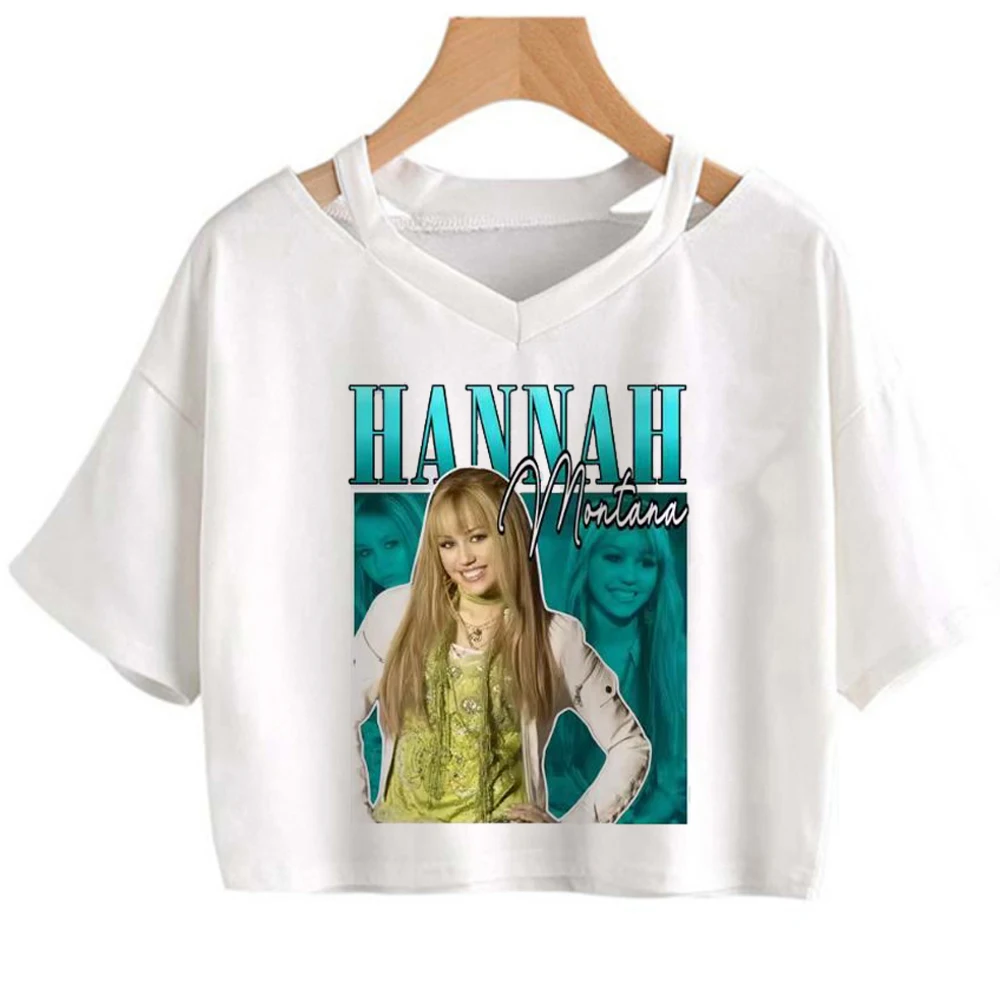 Hannah Montana crop top female clearance sales gyaru 2000s t-shirt streetwear kawaii japan