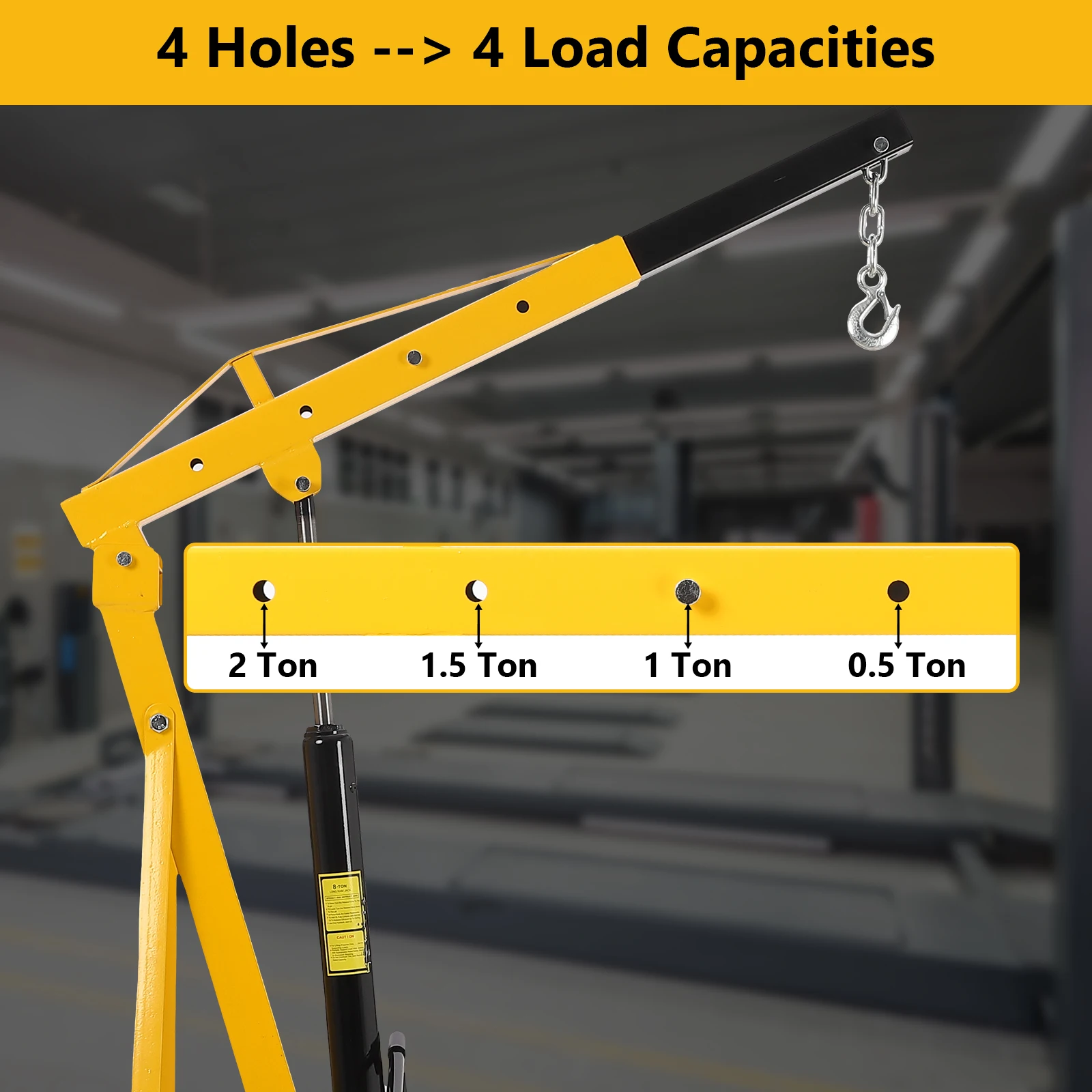 4000LB Folding Engine Crane Engine Hoist Cherry Picker 2Ton Ship Crane Heavy Duty Steel Lift Garage Workshop Auto Repair