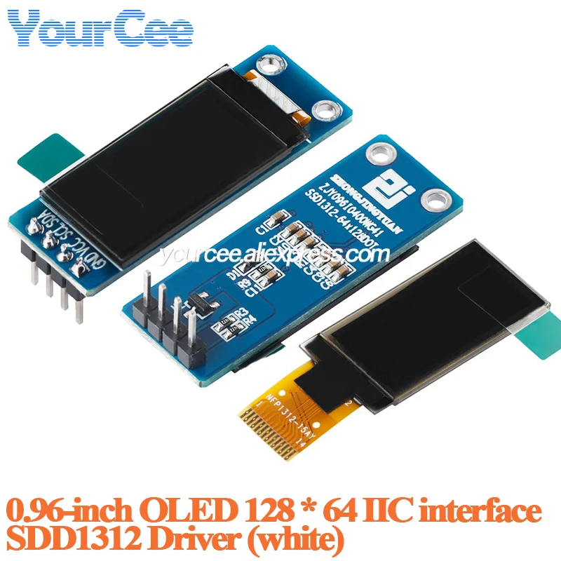 0.96' 0.96 inch OLED Display LCD Screen Display Module 64*128 SDD1312 LCD Full View IIC I2C White 14Pin 3.3V for Arduino 64x128