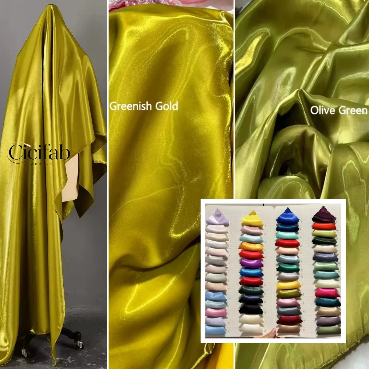 Golden Liquid Crystal Reflective Satin Fabric Smooth Stiff Shiny Thick Material for Evening Gown Pants  Designer DIY Sewing