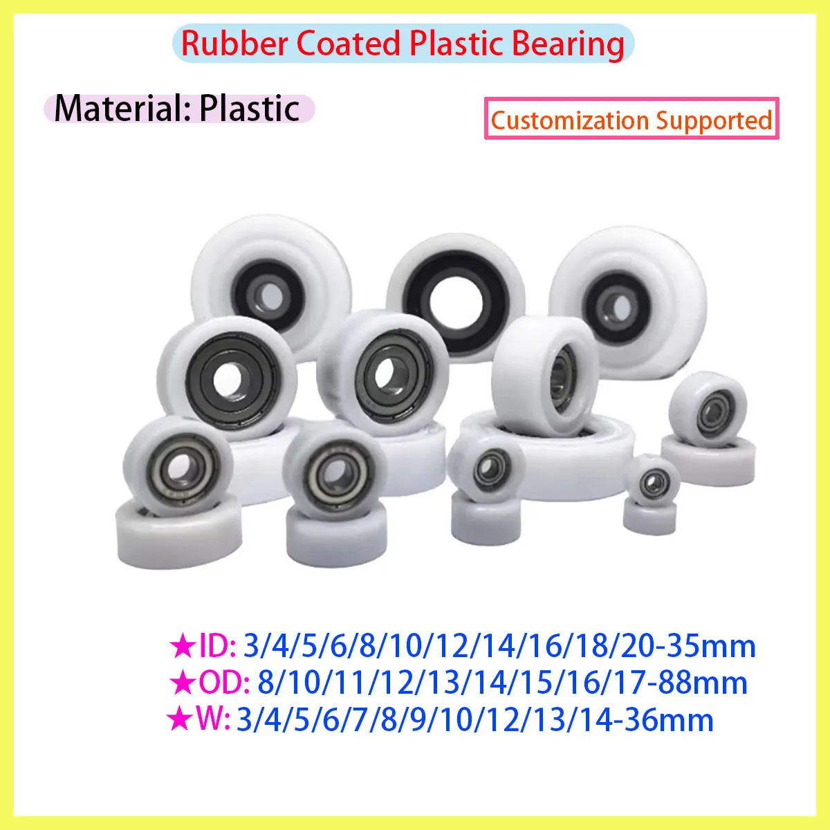 Rubber & Nylon Coated Bearing Roller Wear Resistant High Load POM Guide Pulley Wheel for Sliding Track