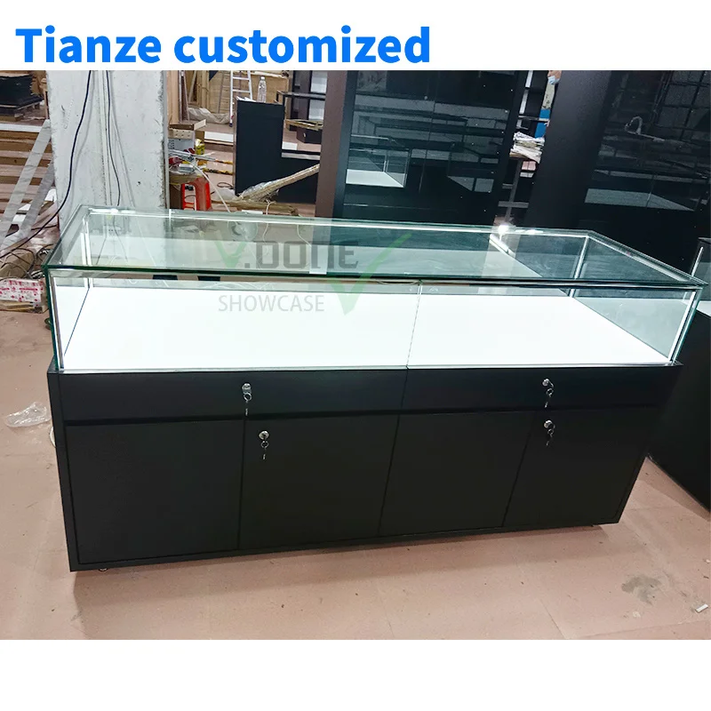 [Customized]modern jewelry display showcase furniture metal frame glass counter table retail shop jewelry display booth