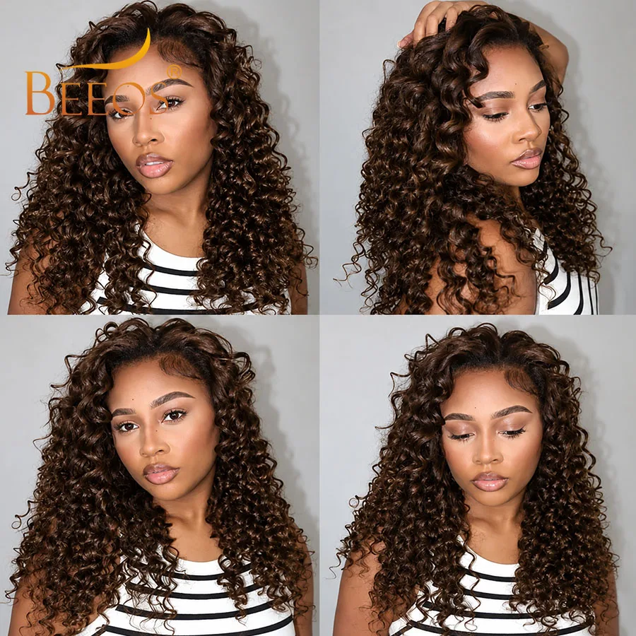 #4 Chocolate Brown Deep Wave Knotless Pre-Separated Crochet Hair Feather Hair Extensions Feather Line Hair 100% Human Hair Remy