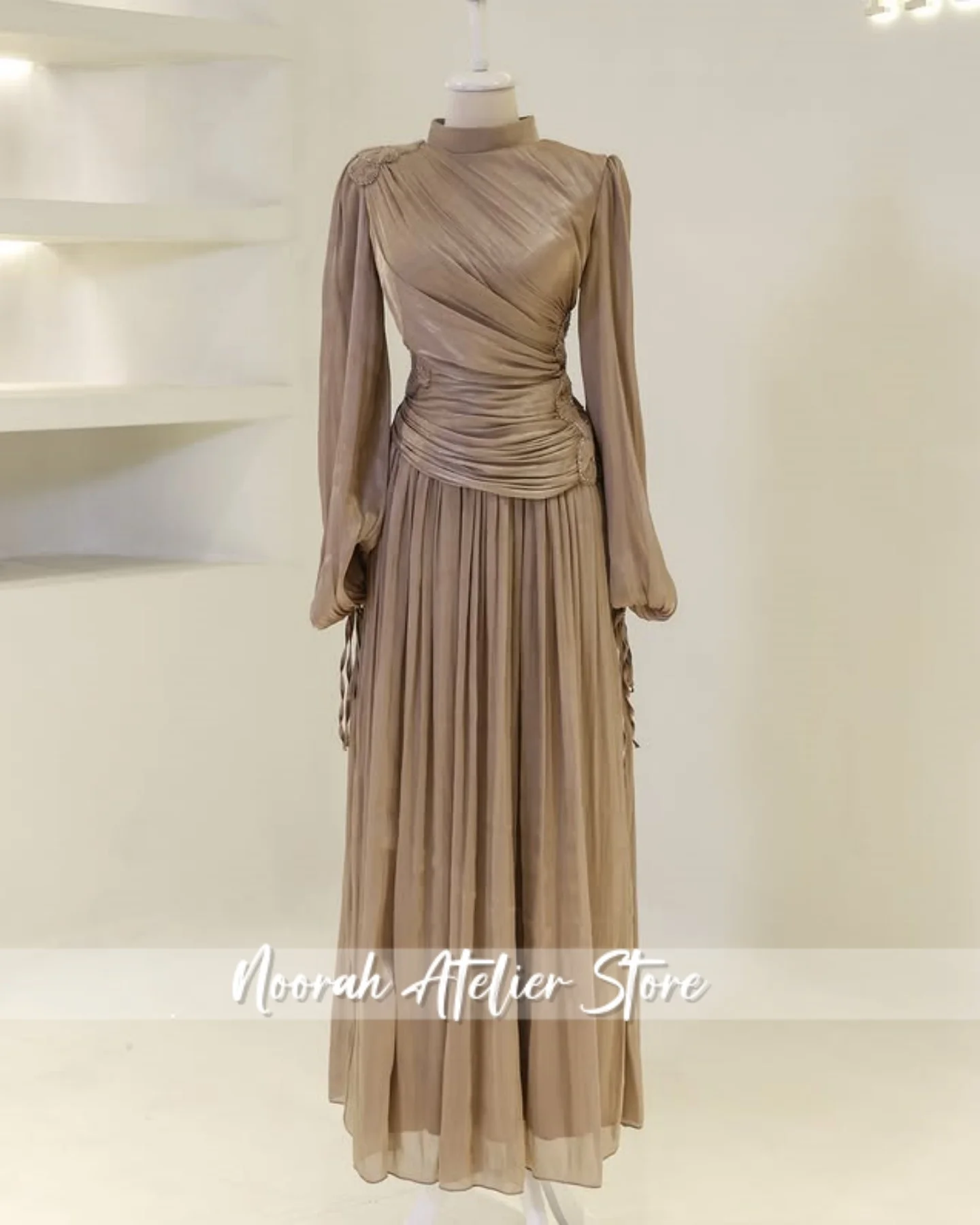 فساتين سهرة إسلامية فاخرة جديدة بأكمام طويلة H N باللون الأزرق السماوي 2025 دبي فستان طويل للحفلات المسلمة مطرز حسب الطلب