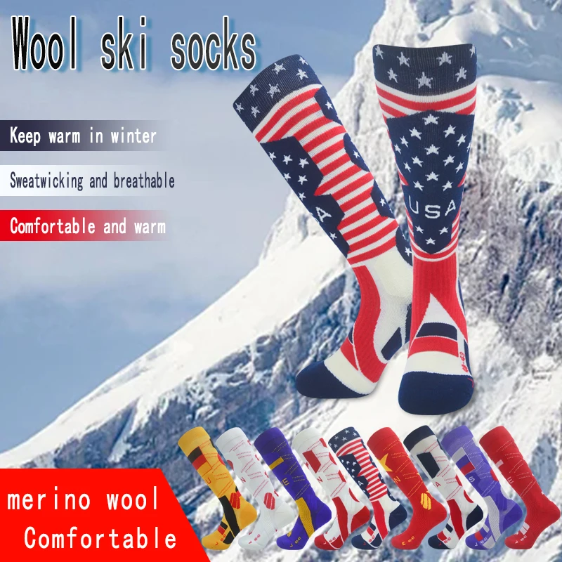 

National Team Athletic Edition Merino Pure Wool High Canister Outdoor Ski Socks with Any Loop Technology