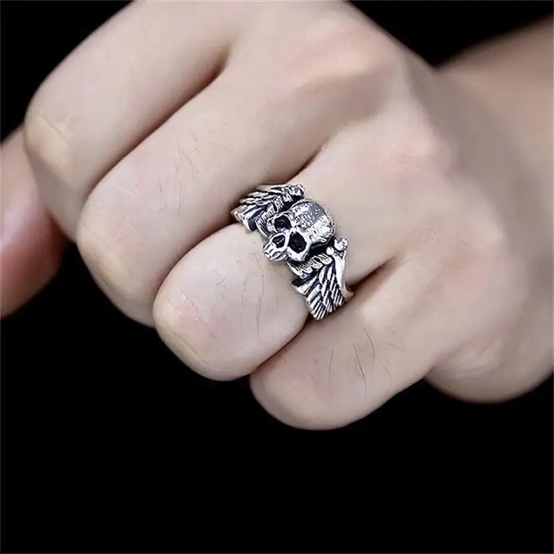 Retro Punk Style Devil Angel Wings Skull Open Adjustable Rings For Women Hip Hop Trend Skull Men's Jewelry - Image 2