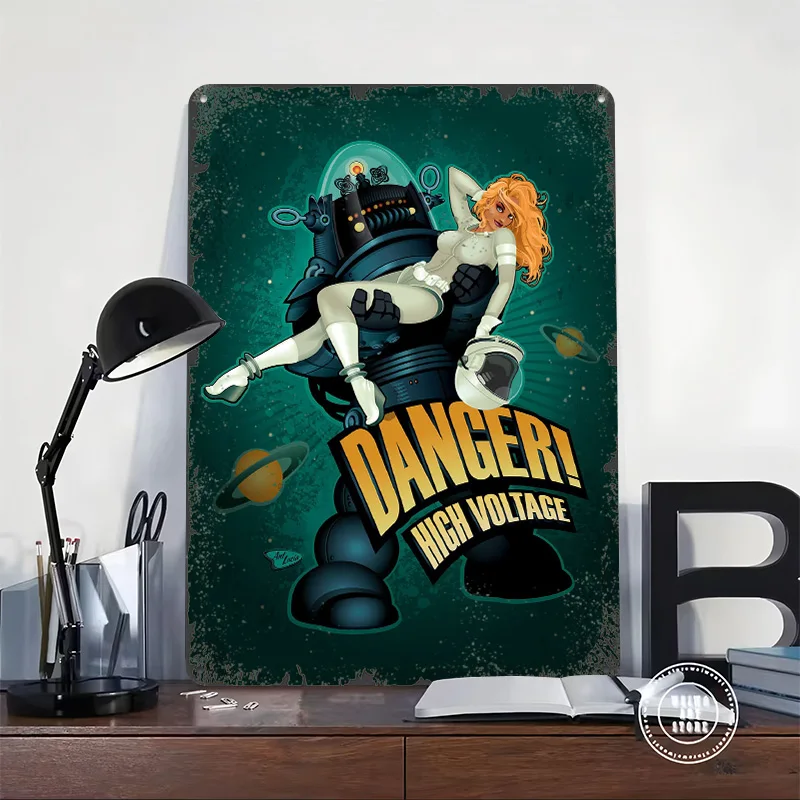 Danger High Voltage 3D Texture Metal Poster Customized Wall Art Tin Sign Gift for Mancave Vintage Home Decor Ornaments Wand Deko