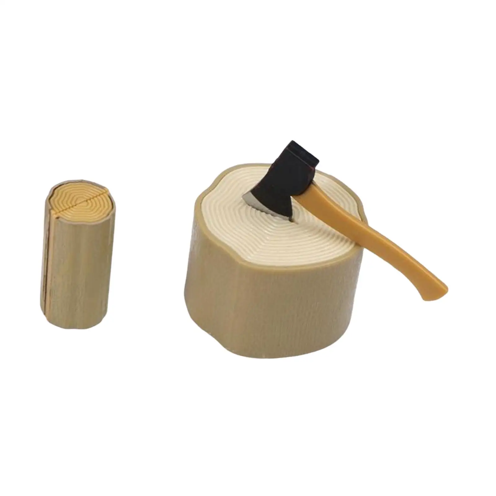Axe And Wooden Stake Set, Miniature Dollhouse Decoration Craft Kit, Design, Realistic for Collection, Garden Landscape