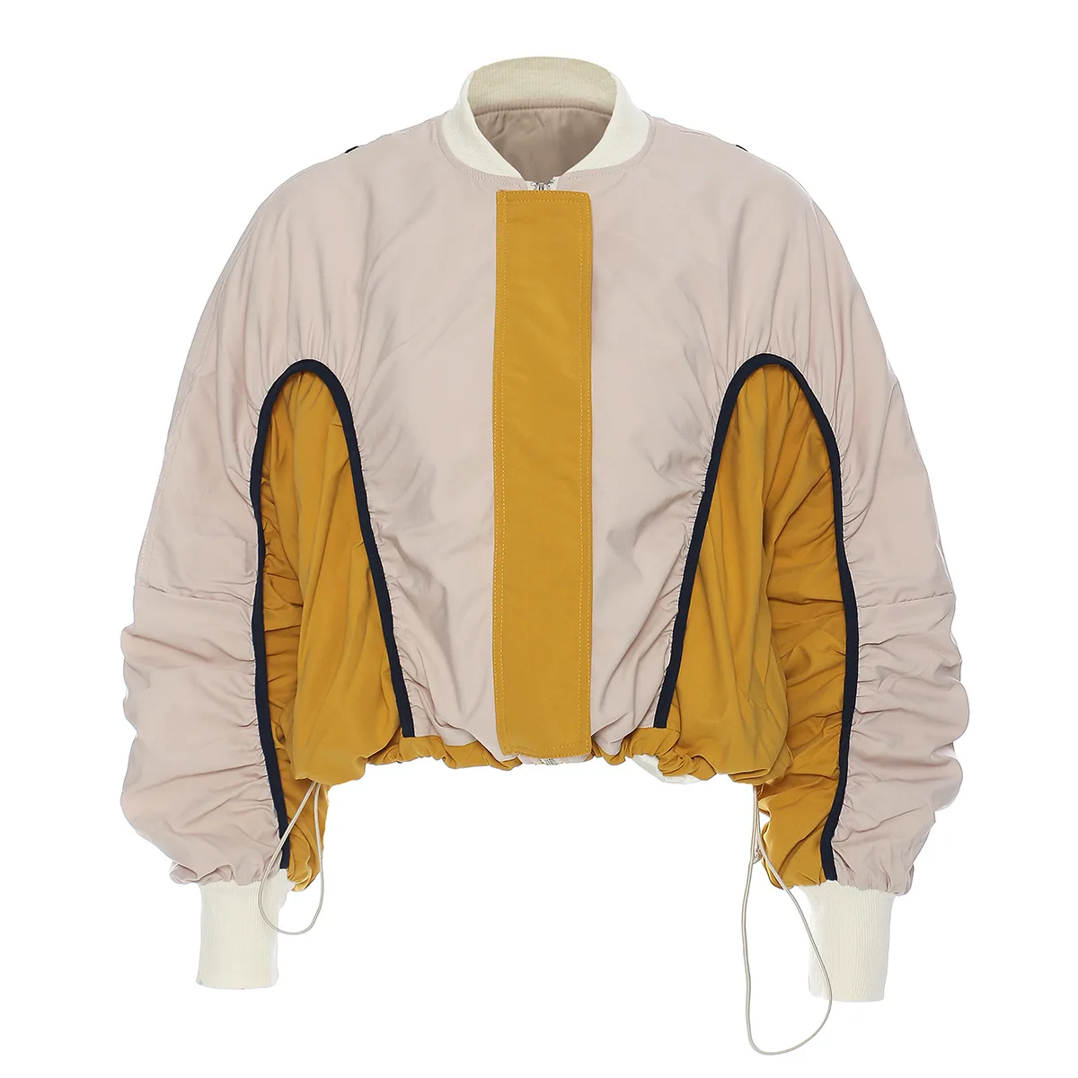 

Шикарная осенняя женская повседневная универсальная короткая куртка с цветными блоками на шнурке, пальто свободного покроя, уличный дизайн