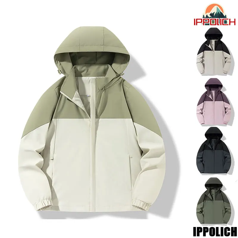 

Men Contrast Color Jacket Waterproof Hiking Coats Woman Detachable Hooded Jacket Outdoor Camping Jacket Trekking Climbing Coat