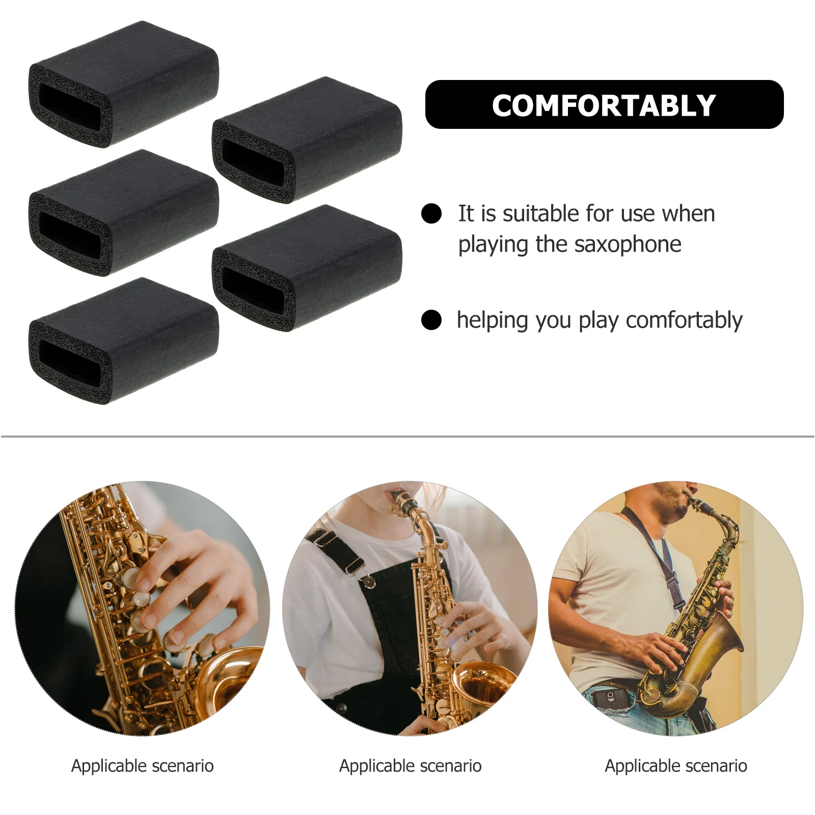 

5pcs Rubber Saxophone Thumb Rest Cushion Fine Workmanship Finger Support Comfortable Playing Instrument Accessory