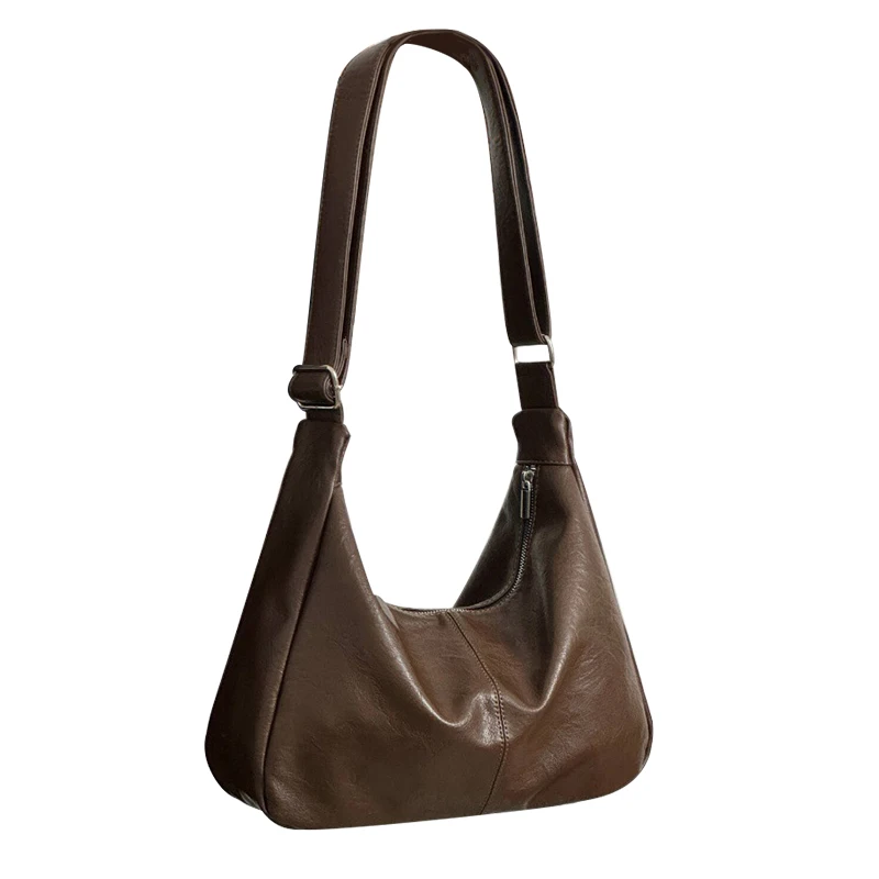 

Retro and simple tote bag, high-quality soft leather large-capacity bag, commuting crossbody bag, Maillard simple handbag