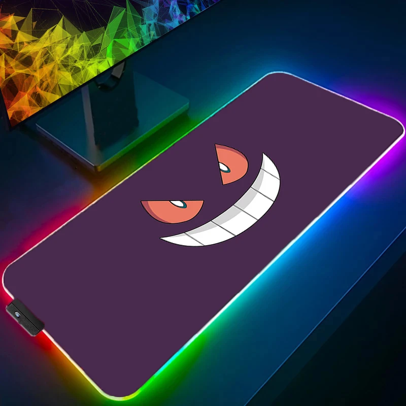 RGB LEDMouse Pads Desk Mat Protector Gaming Mousepad Office Table P-Pokemons P-Pikachus Decor Keyboard Pad Computer Gamer Mats