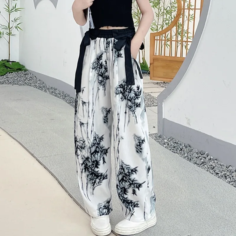 

Girls Summer Mosquito Prevention Pants New Children's Thin Ice Silk Pants Chinese Style Big Children's Summer Fashion Pants