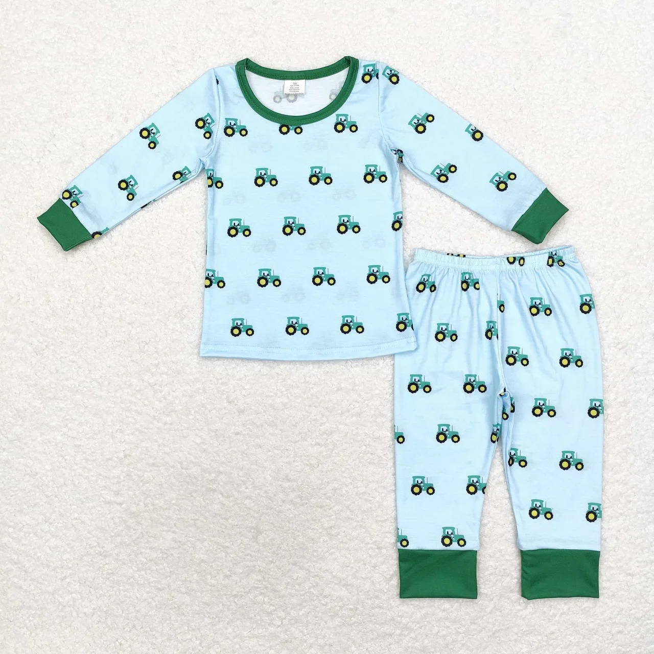 Wholesale Baby Boy Toddler Sleepwear Outfit Infant Farm Nightwear Long Sleeves Shirt Tractors Pants Children Kids Pajamas Set