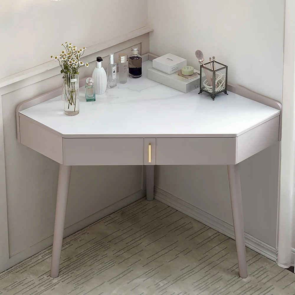 Elegant Modern Corner Vanity Desk Aesthetic Cabinet Minimalist Space Saving Vanity Desk Nordic Girl Mesas De Maquiagem Furniture