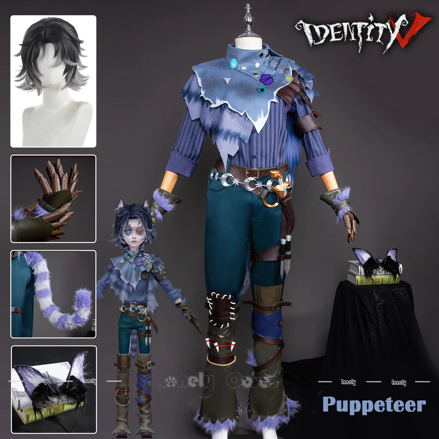

Identity V Puppeteer Cosplay Costume Wig Matthias Czernin Striding Between Realms Outfit Cloak Tail Props Carnival For Men Women