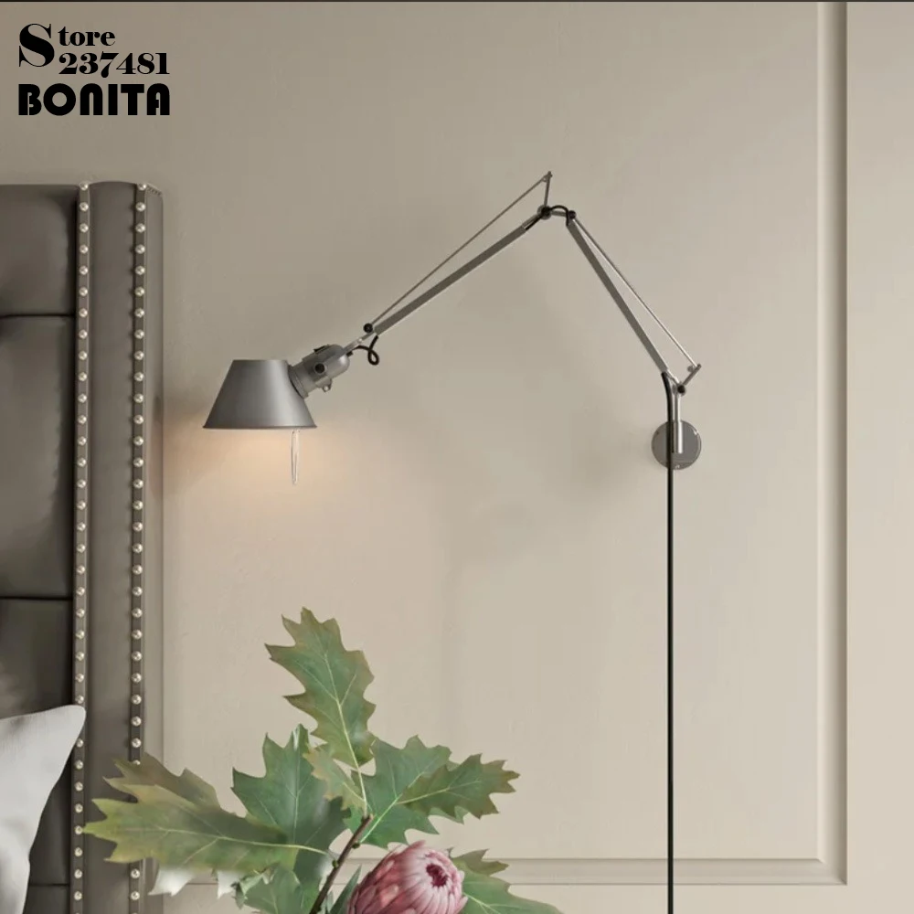 Nordic Industrial Style Wall Sconce Light Folding Wall Lamp with Plug Cable Office Table Bedside Home Working Reading Swing Arm