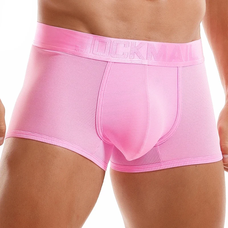 JOCKMAIL-bóxer de malla para Hombre, ropa interior Sexy, Calzoncillos