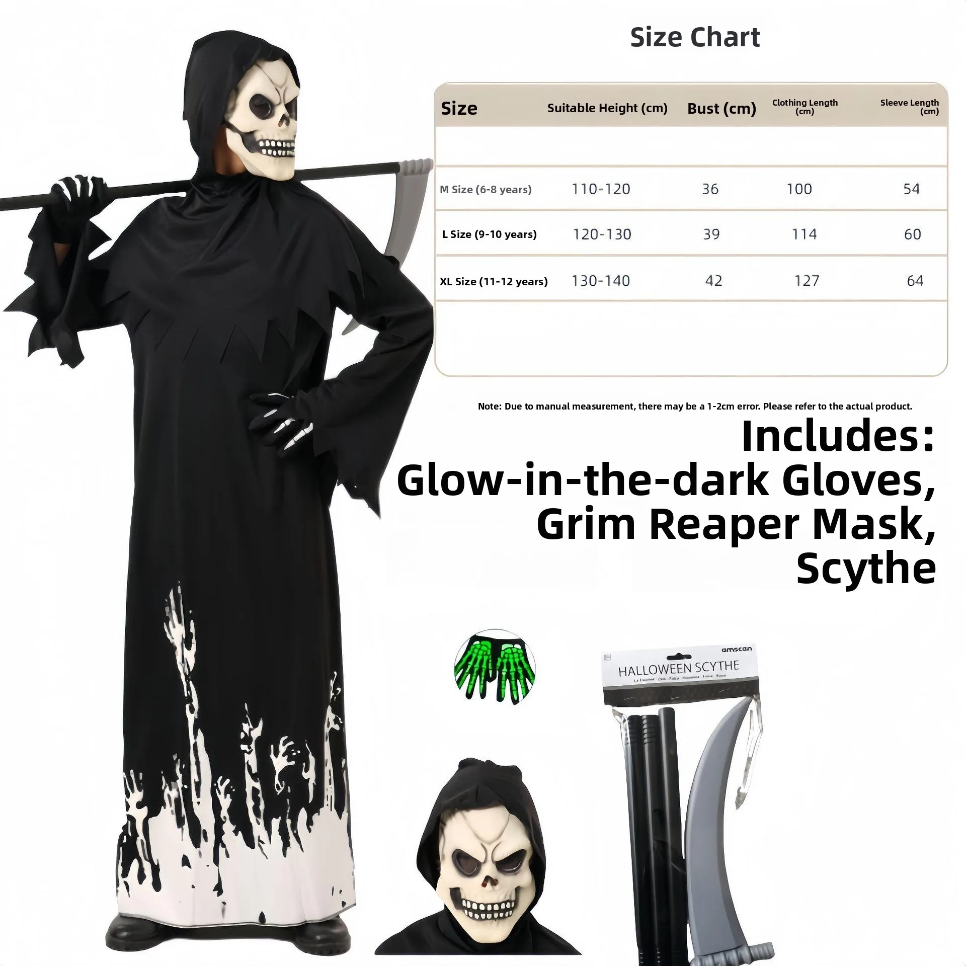 

Детский костюм бога смерти на Хэллоуин, светящийся в стране, костюм террориста, сценическое представление, этнический сценический костюм, женская мода