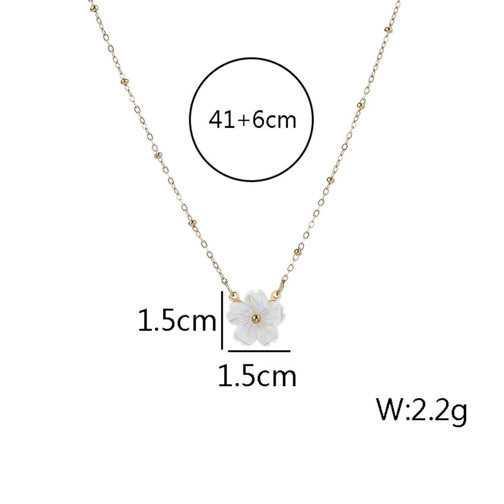 L104 الأبيض شل زهر الخوخ قلادة زهرة جميلة، عصرية، فردية وأنيقة، التيتانيوم الصلب مطلي 18K الذهب