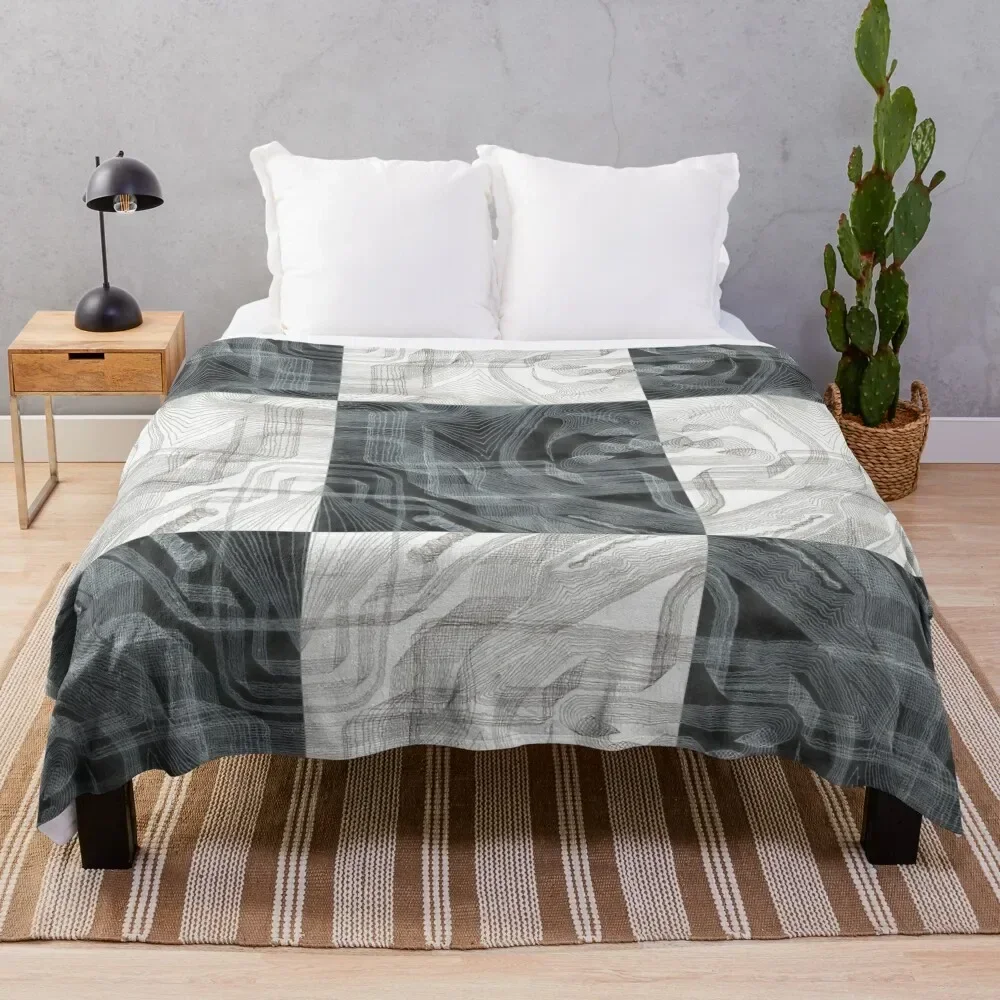 

Lines - Squares Throw Blanket for winter For Decorative Sofa valentine gift ideas Quilt Blankets