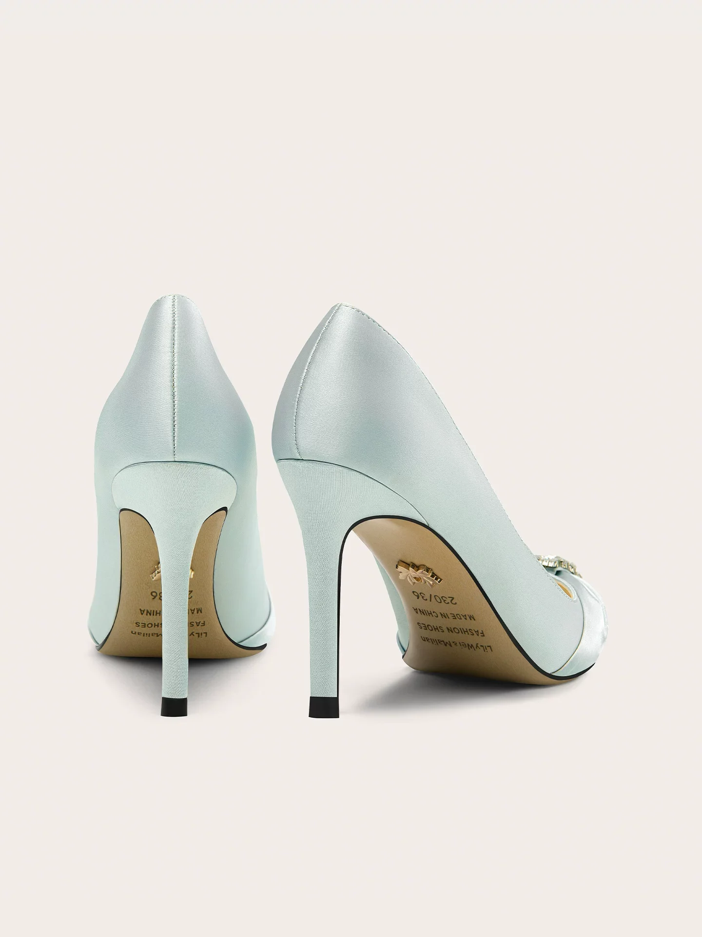Spring pointed shallow mouth rhinestone silk bow fine order shoes banquet large size small size widened high heels women's shoes