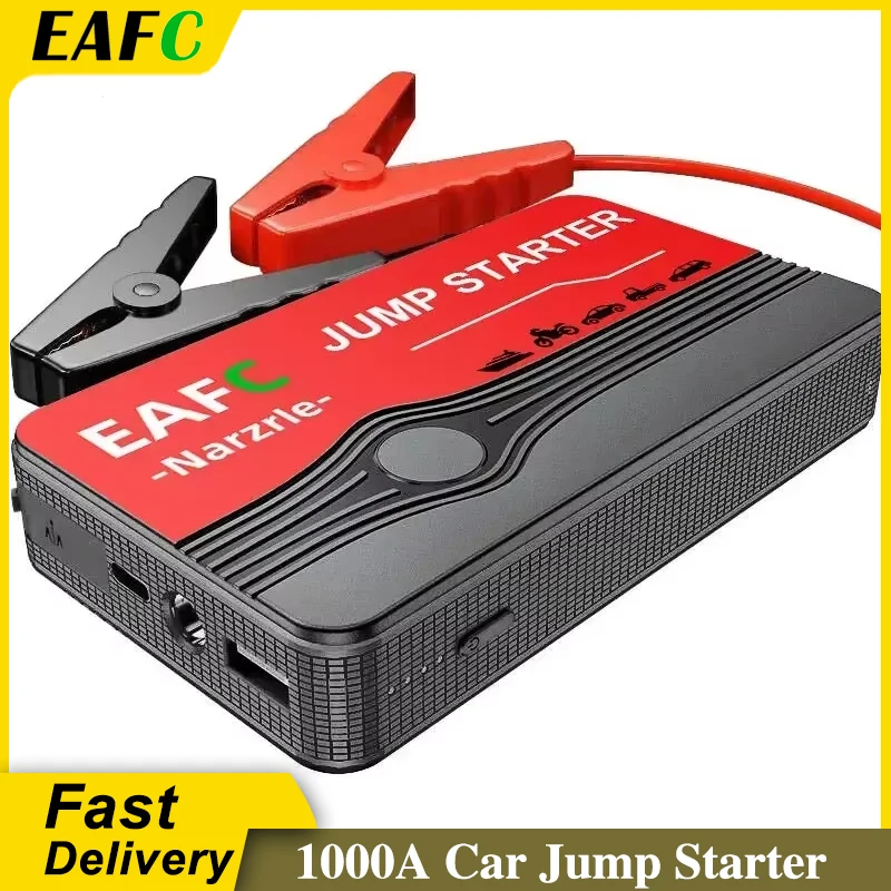 Car Battery Starter Portable Charger Auto Jump Starter 12V Petrol Diesel Car Emergency Booster Start with LED Light