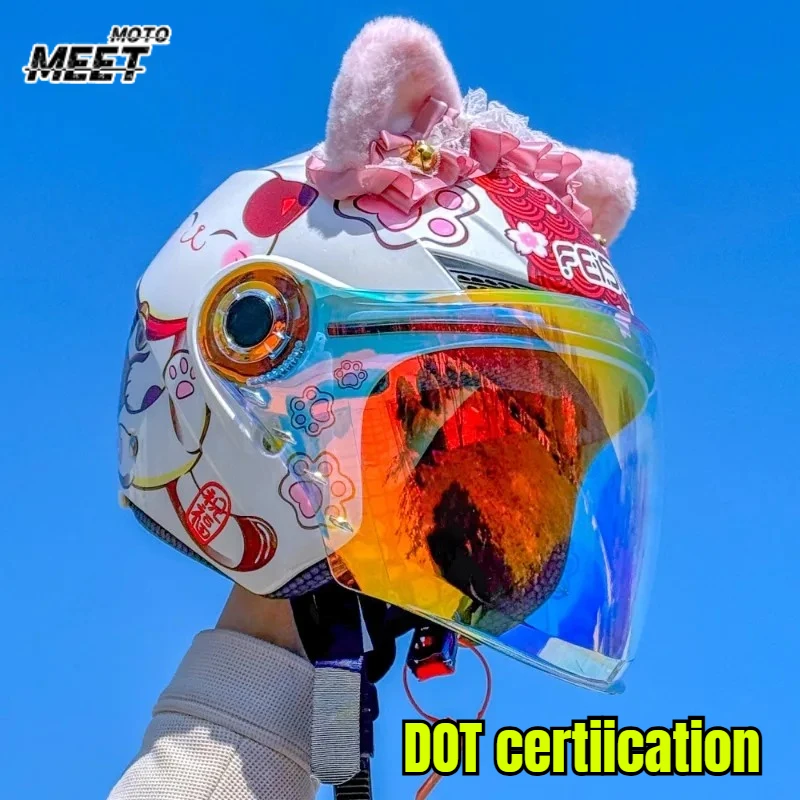 Original Ryzen Motorcycle Helmet Double Lens 3/4 Capacete DOT Certification Black Scooter Motorbike Casco for Honda