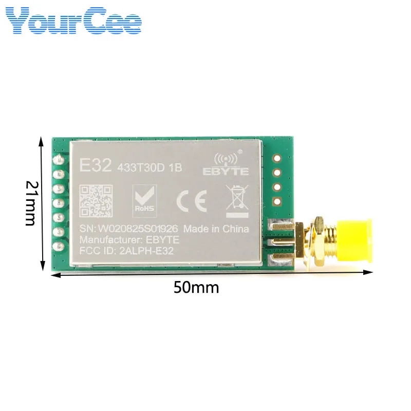 Módulo inalámbrico LoRa RF Wifi, E32-433T30D SX1278, 433MHZ, UART, 100mW, puerto serie, módulo TX RX, interfaz de antena de SMA-K