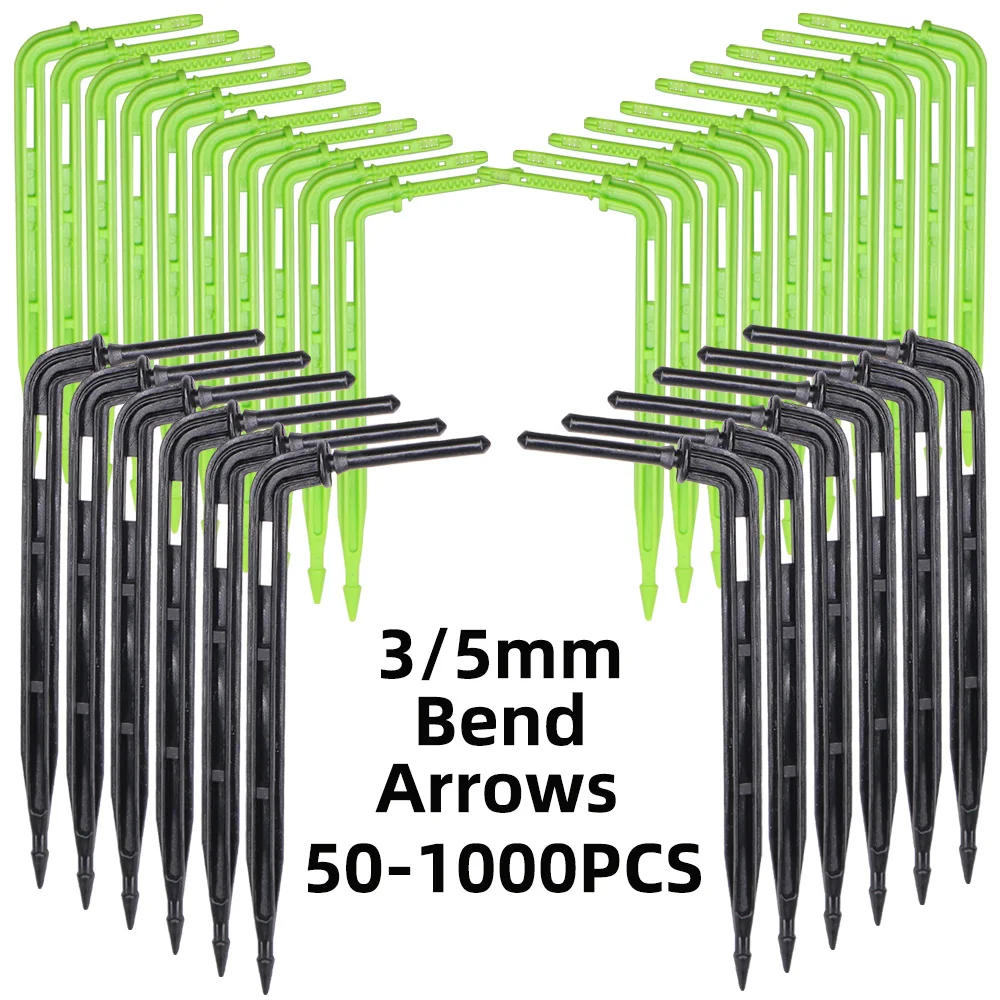 

50-1000PCS Greenhouse 3/5mm Hose Bend Arrow Dripper Micro Drip Emitters Irrigation Kit Garden Watering Saving Micro Dripper