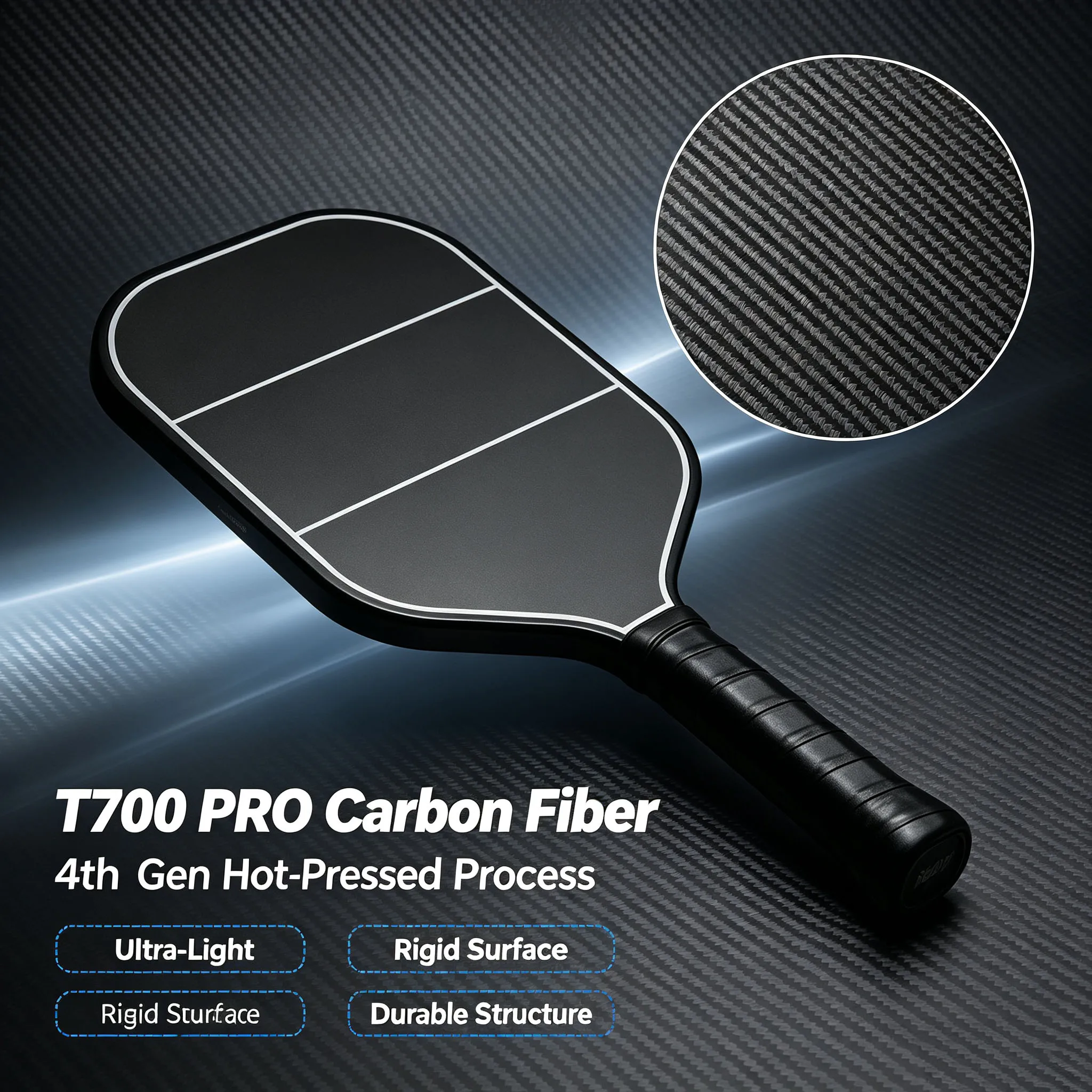 Hot Pressed T700 4 Generation High Elasticity Carbon Fiber Precise Ball Control Pickering Racket Indoor And Outdoor Racket 16mm