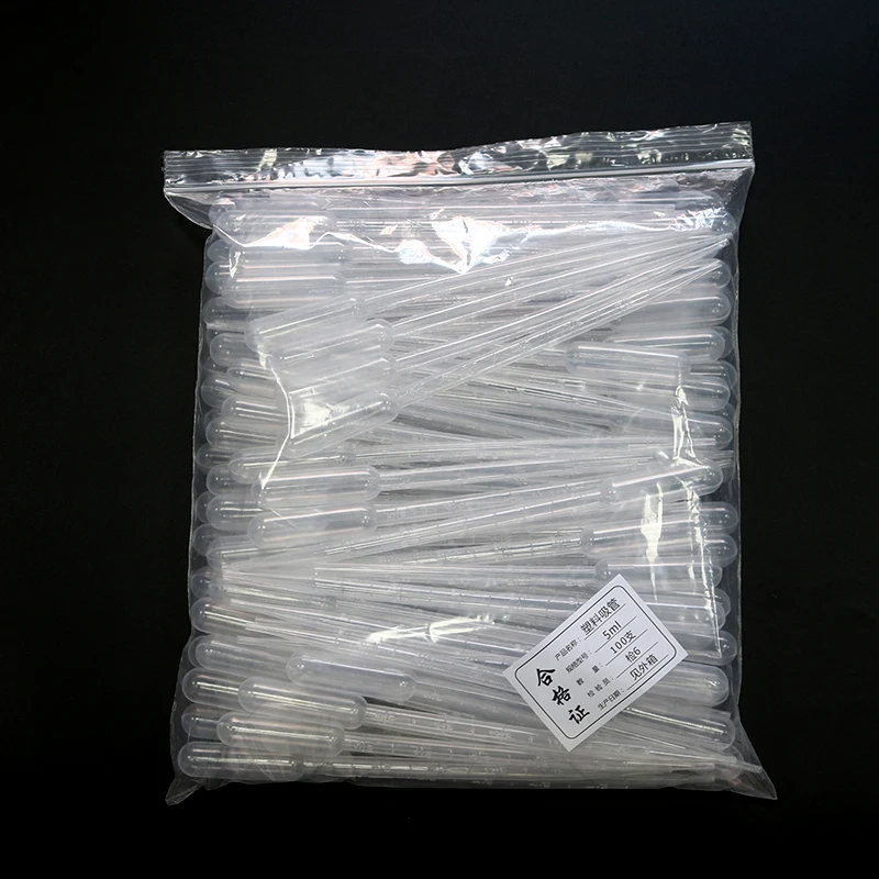 100PCS Plastic Pipette 1/2/3/5 ML Lab Pipette Plastic Disposable with Graduated Container Liquid Dropper Equipment Pipette