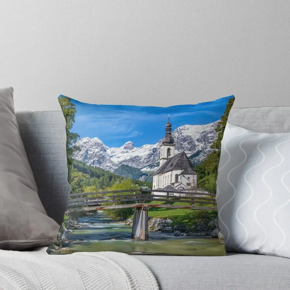 Church of Ramsau in Bavaria Throw Pillow Luxury Pillow Case ornamental pillows autumn decoration pillow