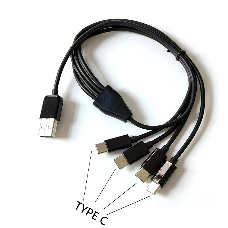 50cm Type-C 1 to 4 3 2 Port Type C USB C to USB Y Splitter Multiple Charging Date Cable Cord For Smartphone Tablet
