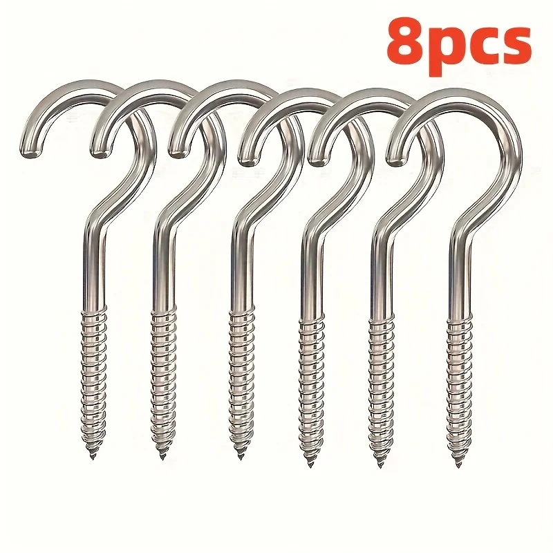 8pcs Ceiling Cup Hooks Metal Screw-in Hook Heavy Duty Ring Screws Self Tapping Hanging Eyebolt Hooks