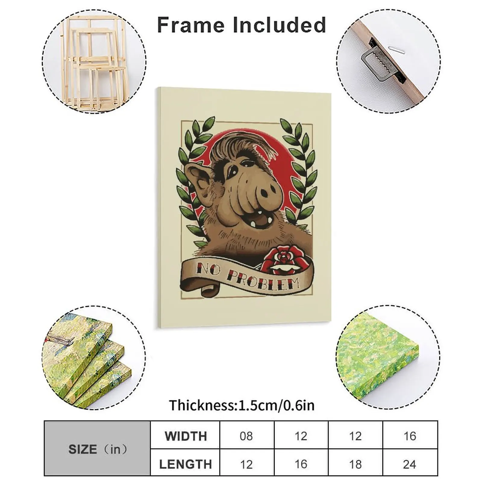 Alf No Problem Canvas Painting Wall Mural Pub Wall Decor Print Cave Framed Wall Paintings