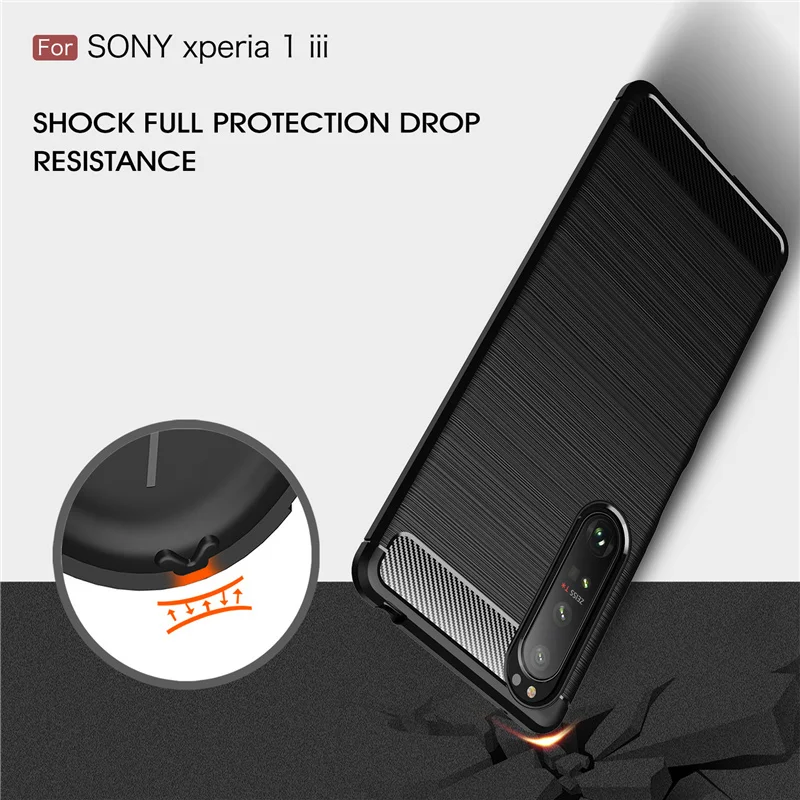 For Cover Sony Xperia 1 III Case For Sony Xperia 1 III Capa Silicone Carbon Fiber Soft TPU For Fundas Sony Xperia 10 1 III Cover