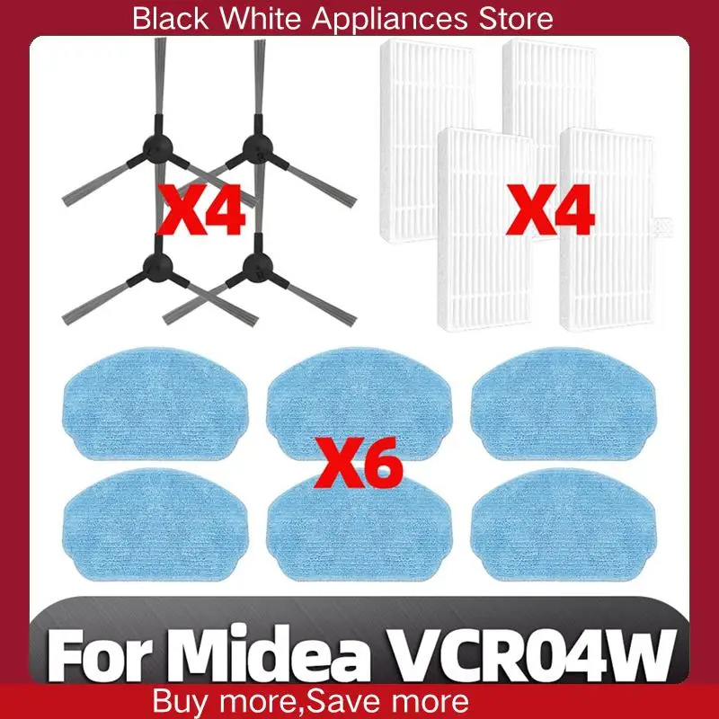 Для Midea VCR04W робот-пылесос, боковая щетка, ткань для швабры, HEPA-фильтр, запасные части, аксессуары-CLIM