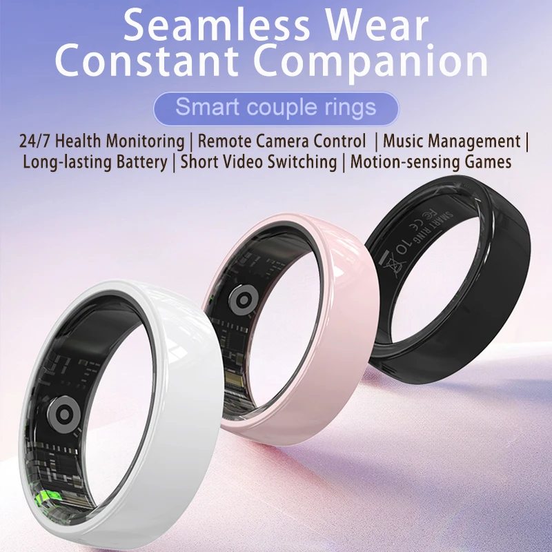 QINO Smart Ring with Charging Case ceramic ring Waterproof Women Health Ring Heart Rate Sleep Monitor Gesture Control SmartRing